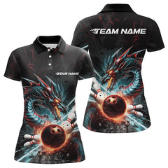 Maxcorners Custom Dragon Bowling Team Polo Shirts For Men, Dragon Bowling League Shirt Bowlers Outfit