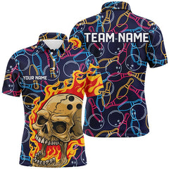 Maxcorners Custom Bowling Shirts Skull Bowling Team Shirts Bowling Pin For Men And Women