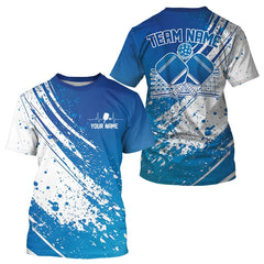 Maxcorners Custom Blue And White Pickleball Polo Shirts For Men, Pickleball Heartbeat Pulse Line Shirt