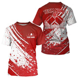 Maxcorners Custom Red And White Pickleball Polo Shirts For Men, Pickleball Heartbeat Pulse Line Shirt