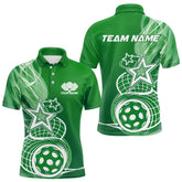 Maxcorners Custom Green Pickleball Star Polo Shirts For Men, Outdoor Pickleball Team Uniform