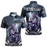 Maxcorners Custom Thunder Lightning Purple Dragon Bowling Polo Shirts For Men & Women, Bowling Team Uniform