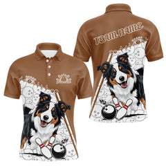 Maxcorners Custom Cute Funny Border Collie Dog Bowling Men Polo Shirt, Dog Lovers Bowling Shirt LM2512