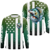 Maxcorners Custom Crappie Long Sleeve Tournament Fishing Shirts, Grunge American Flag Patriotic Fishing Shirts LM0501
