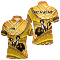 Maxcorners Custom Black And Gold Bowling Jerseys For Men, Bowling Team Polo Shirt With Name LM2110