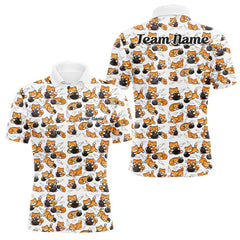 Maxcorners Custom Cute Ginger Tabby Cat Bowling Men Polo Shirts, Cat Bowling Team Shirt 4 LM2512
