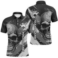 Maxcorners Personalized Skull Bowling Shirt For Men Custom Team'S Name Flame Bowler Jerseys