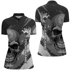 Maxcorners Personalized Skull Bowling Shirt For Men Custom Team'S Name Flame Bowler Jerseys