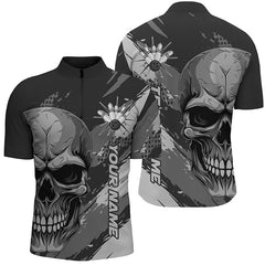 Maxcorners Personalized Skull Bowling Shirt For Men Custom Team'S Name Flame Bowler Jerseys