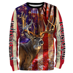 Maxcorners Custom Name American Flag Deer Hunting 3D All Over Printed Clothes