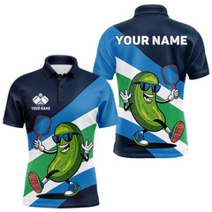 Maxxcorners Custom Funny Pickleball Polo Shirts For Men, Cool Pickles Playing Pickleball Humorous Shirt MT0307