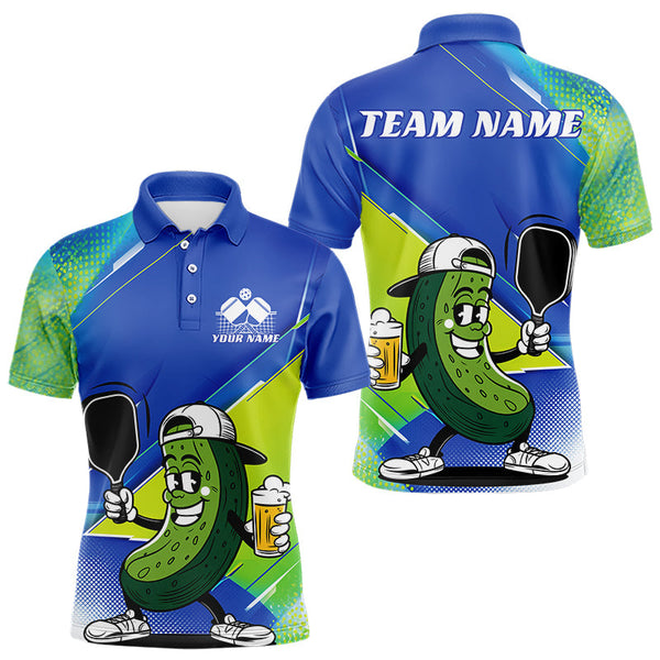 Maxcorners Custom Funny Pickleball Polo Shirts For Men, Cool Pickles Playing Pickleball Humorous Shirt LM1307