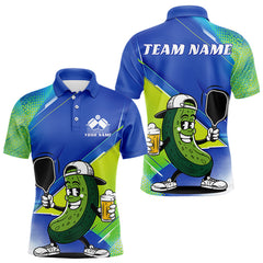 Maxcorners Custom Funny Pickleball Polo Shirts For Men, Cool Pickles Playing Pickleball Humorous Shirt LM1307