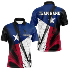 Maxcorners Custom Texas Flag Bowling Team Men Polo Shirts, Bowling League Shirt Team Uniform MT0708