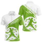 Maxcorners Custom White And Green Pickleball Jersey, Pickleballer Pickleball Player Polo Men Shirt LM2206