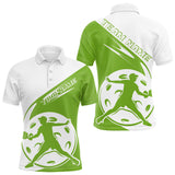 Maxcorners Custom White And Green Pickleball Jersey, Pickleballer Pickleball Player Polo Men Shirt LM2206