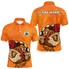 Maxcorners Custom Funny Thanksgiving Turkey Bowling Men Polo Shirts, Bowling League Shirt 1 LM2608