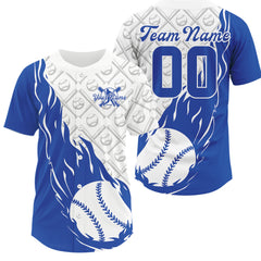 Maxcorners Custom Blue Flame Team Baseball Jerseys For Men, Baseball Lovers Team Uniform LM2608
