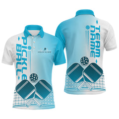 Maxcorners Custom Blue Pickleball Team Polo Shirts For Men, Pickleball League Shirt LM2206