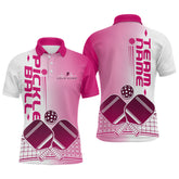 Maxcorners Custom Pink Pickleball Team Polo Shirts For Men, Pickleball League Shirt LM2206