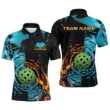 Maxcorners Custom Water And Fire Pickleball Polo Shirts For Men, Pickleball Team Shirt LM2206