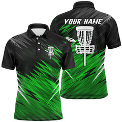 Maxcorners Mens disc golf polo shirts custom Green and black pattern shirt for mens, personalized golf gifts MT0510