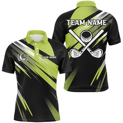 MaxCorners Golfs Green And Black Customized Name 3D Polo Shirt For Men