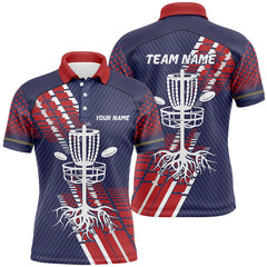 Maxcorners Red, white and blue Mens disc golf polo shirts custom team disc golf basket jerseys, disc golf gifts MT0510