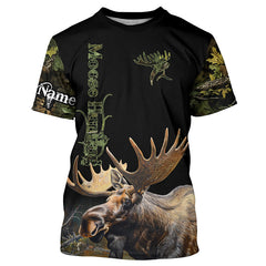 Maxcorners Moose Hunting Green Camo 3D All Over print shirts personalized hunting apparel LM2608