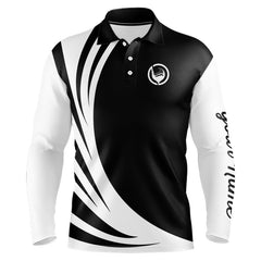 Maxcorners Mens polo golf shirts custom name black and white golf shirt, team golf shirts mens