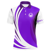 Maxcorners Mens polo golf shirts custom name purple and white golf shirt, team golf shirts mens
