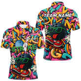 Maxcorners Funny colorful graffiti pattern Bowling Team Polo, 1/4 Zip Shirt For Men Custom Mens Bowling Jersey LM0910