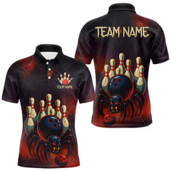 Maxcorners Personalized Funny Angry Spider Bowling Team Polo, 1/4 Zip Shirts For Men, Spider Bowling Jerseys LM0412
