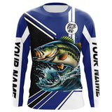 Maxcorners Personalized Largemouth Bass fishing Long Sleeve Performance Fishing Shirt, Bass fishing jersey | Blue MT2108