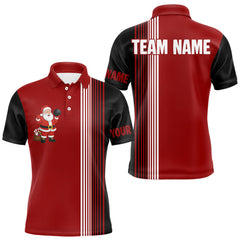 Maxcorners Retro Black and Red Christmas Santa Bowling shirts For Men custom bowling team jerseys Bowler Outfits TU0411