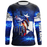 Maxcorners Texas Flag TX Bass Fishing US blue galaxy Customize Name long sleeves fishing shirt for men, women LM0201