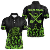 Maxcorners Black And Green Camo Golf Polo Shirts For Men Custom Team Golf Outfit Men, Personalized Golf Gifts LM103