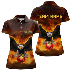 Maxcorners Personalized Flame Eagle Custom Bowling Team Shirts For Mens And Women, Fire Eagle Bowling League Jersey