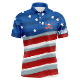 Maxcorners Red, White And Blue American Flag Mens Golf Polo Shirts Custom Patriotic Golf Tops For Men Golf