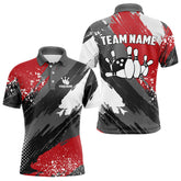 Maxcorners Grunge Pattern Bowling Team Polo Shirt For Men And Women Custom Bowling Jersey Uniform Bowler Outfits