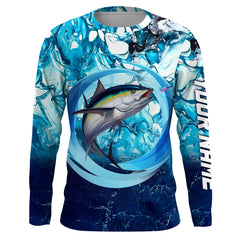 Maxcorners Tuna fishing blue water sea camo saltwater fishing Custom name UV protection performance fishing shirt LM2408