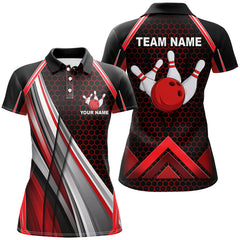 Maxcorners Black And Red Bowling Jersey Customized Name, Team Name 3D Shirt