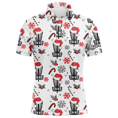 Maxcorners Funny Christmas Disc golf pattern shirts custom mens christmas Disc golf polo shirt, disc golf gifts MT0510