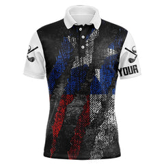 Maxcorners Black And White Grunge Texas Flag Men And Women Golf Polo Shirts Custom Patriotic Golf Apparel For Men
