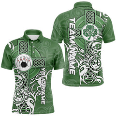 Maxcorners Green Irish Tribal Cross St Patrick'S Day Mens And Women Bowling Shirts Custom Lucky Bowling Team Jerseys