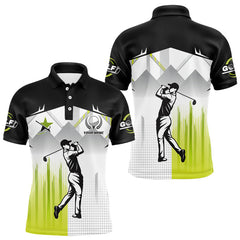 Maxcorners Black and White Men golf polo shirts Custom Golf top for men, personalized golf gifts | Green LM2206