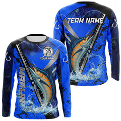 Maxcorners Blue Camo Marlin fishing custom saltwater Marlin sun protection long sleeve fishing shirts for Team LM0607