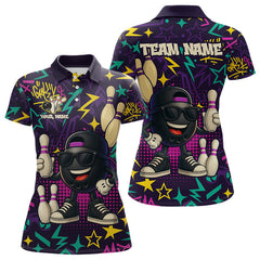 Maxcorners Funny Bowling shirts for Men custom purple graffiti pattern bowling team jerseys, gift for bowlers LM1307