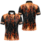 Maxcorners Black and Orange Flame camo Men bowling shirts Custom Flame Bowling Shirt Team Bowling Jersey MT1309