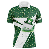 Maxcorners Green And White Clover Pattern Men And Women Golf Polo Shirts Customize St Patrick Day Mens Golf Attire